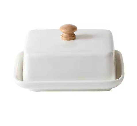 Keramische Boterbak met Deksel – Rechthoekige Boter- en Kaas Opbergdoos
