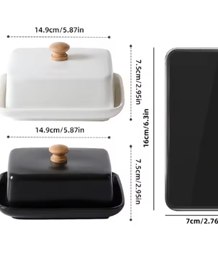 Keramische Boterbak met Deksel – Rechthoekige Boter- en Kaas Opbergdoos