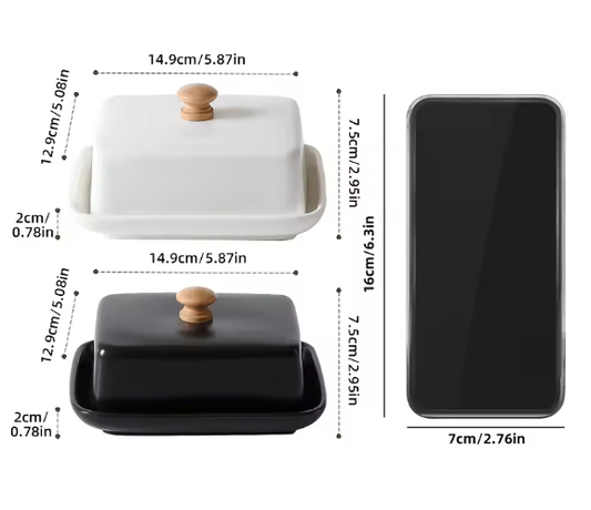 Keramische Boterbak met Deksel – Rechthoekige Boter- en Kaas Opbergdoos
