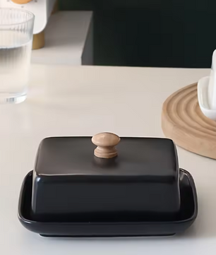 Keramische Boterbak met Deksel – Rechthoekige Boter- en Kaas Opbergdoos