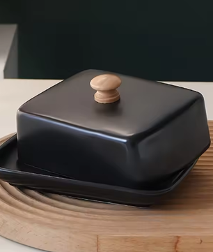 Keramische Boterbak met Deksel – Rechthoekige Boter- en Kaas Opbergdoos