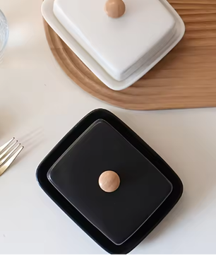 Keramische Boterbak met Deksel – Rechthoekige Boter- en Kaas Opbergdoos