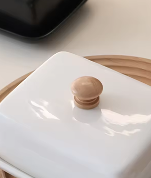 Keramische Boterbak met Deksel – Rechthoekige Boter- en Kaas Opbergdoos