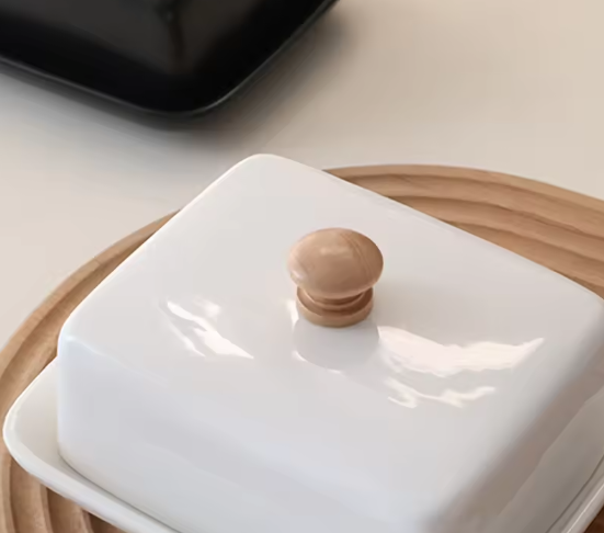 Keramische Boterbak met Deksel – Rechthoekige Boter- en Kaas Opbergdoos