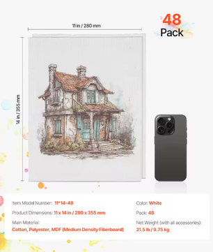 Set van 24 Canvas Schilderpanelen – Schilderdoeken voor Acryl, Olieverf en Aquarel