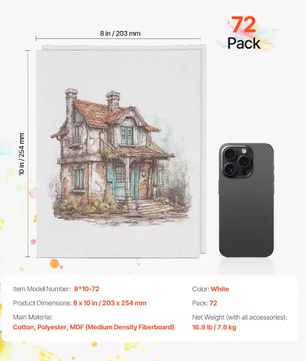 Set van 24 Canvas Schilderpanelen – Schilderdoeken voor Acryl, Olieverf en Aquarel