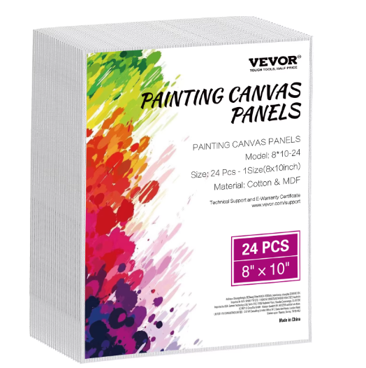 Set van 24 Canvas Schilderpanelen – Schilderdoeken voor Acryl, Olieverf en Aquarel