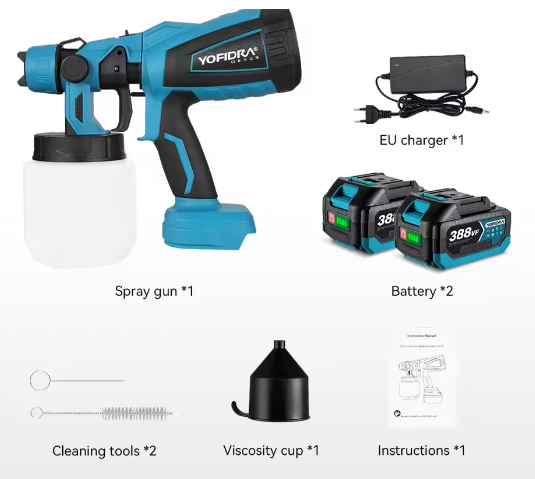 Draadloos Elektrisch Verfspuitpistool 1000 ml – Verfspuit voor DIY en Klusprojecten