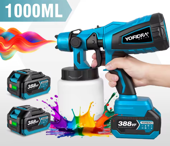 Draadloos Elektrisch Verfspuitpistool 1000 ml – Verfspuit voor DIY en Klusprojecten