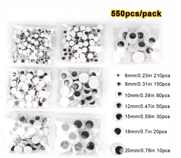 Zelfklevende Googly Ogen Set – Wiggle Ogen voor DIY Knutselprojecten