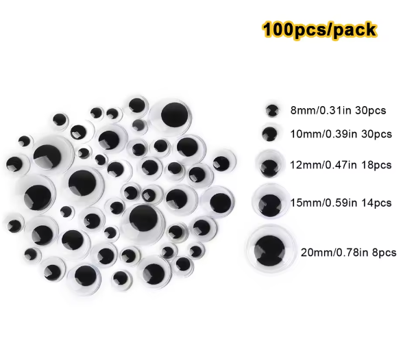Zelfklevende Googly Ogen Set – Wiggle Ogen voor DIY Knutselprojecten