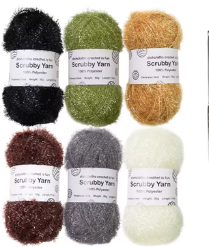 Set van 6 Scrubby Garen – Polyester Schrobgaren voor Haken en Breien