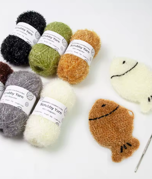 Set van 6 Scrubby Garen – Polyester Schrobgaren voor Haken en Breien
