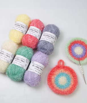 Set van 6 Scrubby Garen – Polyester Schrobgaren voor Haken en Breien