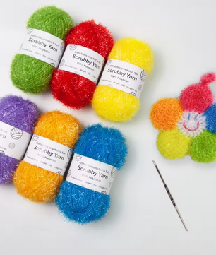 Set van 6 Scrubby Garen – Polyester Schrobgaren voor Haken en Breien