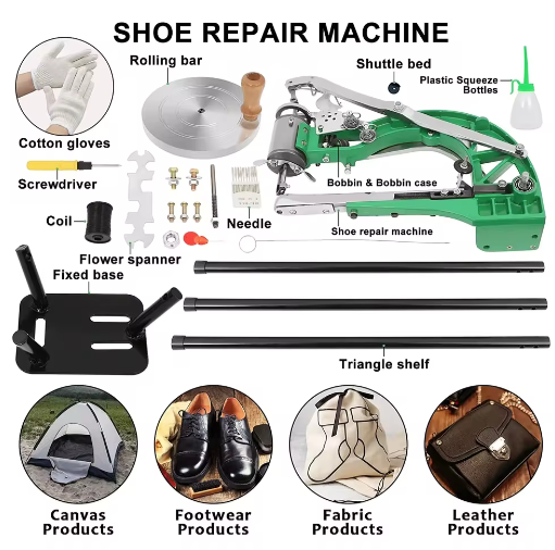 Handmatige Schoenreparatie Naaimachine – Metalen Leer Naaimachine met 360° Verstelling