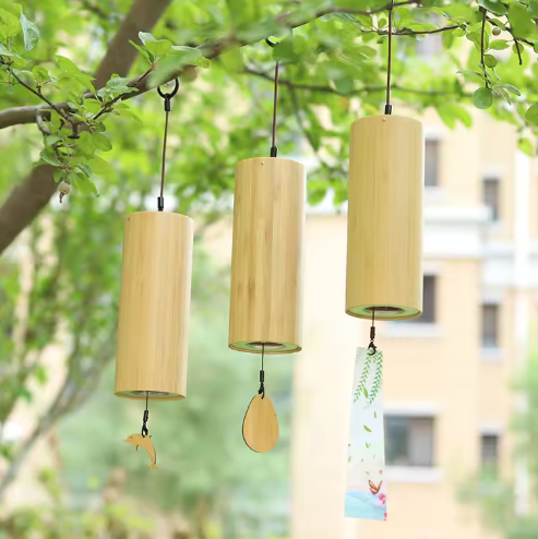 Japanse Stijl Bamboe Windgong – Rustgevende Tuin- en Wanddecoratie voor Binnen en Buiten