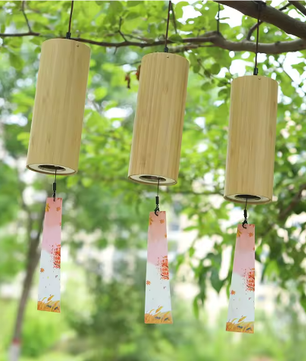 Japanse Stijl Bamboe Windgong – Rustgevende Tuin- en Wanddecoratie voor Binnen en Buiten