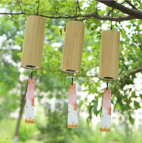 Japanse Stijl Bamboe Windgong – Rustgevende Tuin- en Wanddecoratie voor Binnen en Buiten