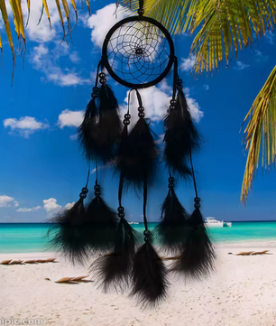 Handgemaakte Dromenvanger met Veren en Kralen – Decoratieve Wandhanger voor Slaapkamer en Interieur