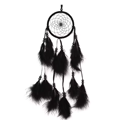 Handgemaakte Dromenvanger met Veren en Kralen – Decoratieve Wandhanger voor Slaapkamer en Interieur