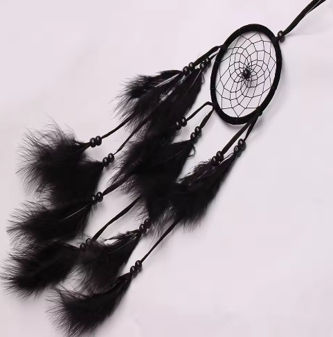 Handgemaakte Dromenvanger met Veren en Kralen – Decoratieve Wandhanger voor Slaapkamer en Interieur