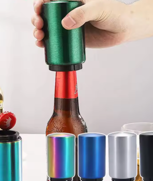 Automatische Bierflesopener met Drukmechanisme – RVS Magnetische Flesopener voor Keuken en Bar