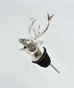 Dierenkop Wijnschenker van Zinklegering – Decoratieve Flessentuit