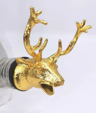 Dierenkop Wijnschenker van Zinklegering – Decoratieve Flessentuit