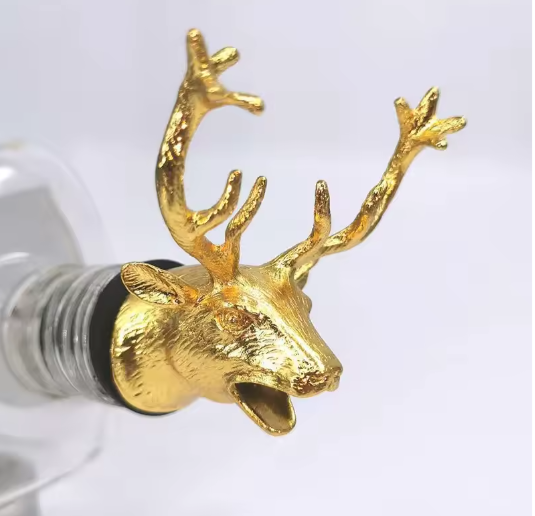 Dierenkop Wijnschenker van Zinklegering – Decoratieve Flessentuit