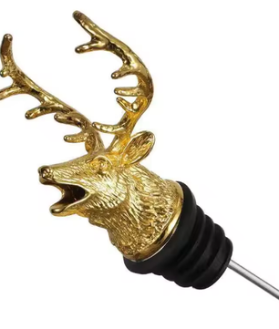 Dierenkop Wijnschenker van Zinklegering – Decoratieve Flessentuit