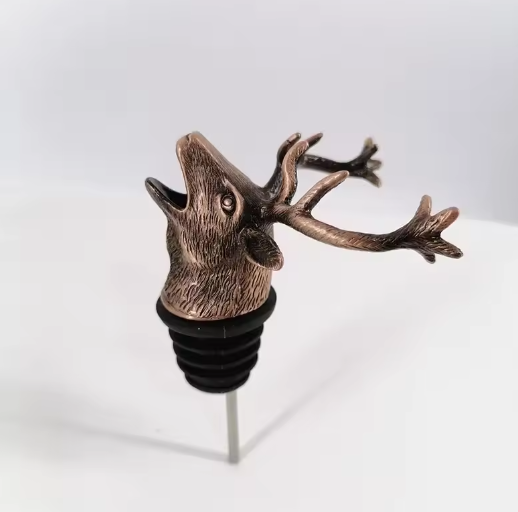 Dierenkop Wijnschenker van Zinklegering – Decoratieve Flessentuit