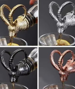 Dierenkop Wijnschenker van Zinklegering – Decoratieve Flessentuit