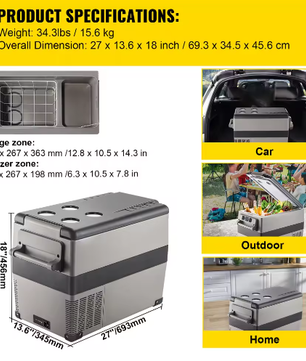 Draagbare Autokoelkast met Compressor – 20-55L Elektrische Koelbox