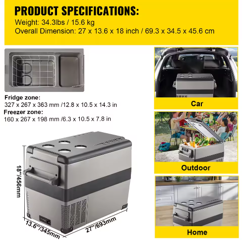 Draagbare Autokoelkast met Compressor – 20-55L Elektrische Koelbox