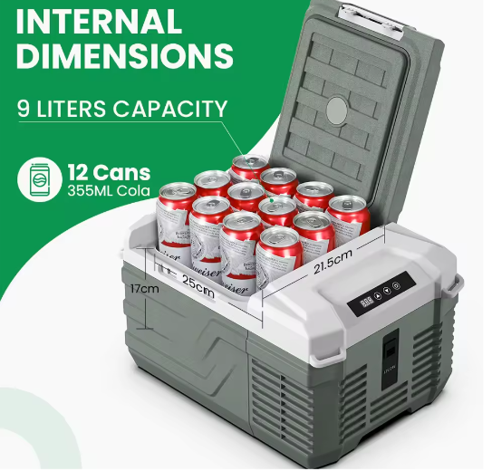 Draagbare Autokoelkast 9L met Compressor – Elektrische Mini Koelbox