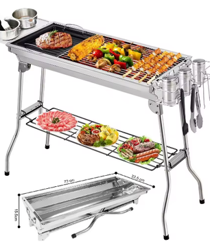 Opvouwbare Houtskool BBQ Grill met RVS Grillroosters
