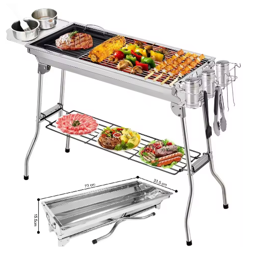 Opvouwbare Houtskool BBQ Grill met RVS Grillroosters