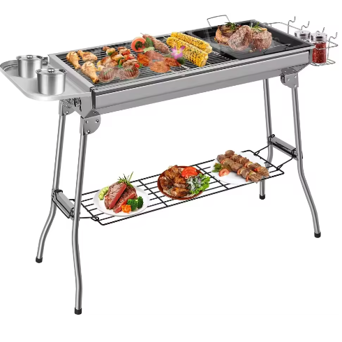 Opvouwbare Houtskool BBQ Grill met RVS Grillroosters