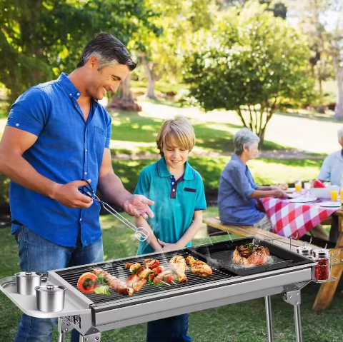 Opvouwbare Houtskool BBQ Grill met RVS Grillroosters