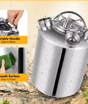 10L Bierlijn Reinigingsvat – RVS Reinigingsset met 2D-Koppeling voor Tapinstallaties