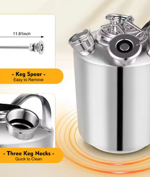 10L Bierlijn Reinigingsvat – RVS Reinigingsset met 2D-Koppeling voor Tapinstallaties