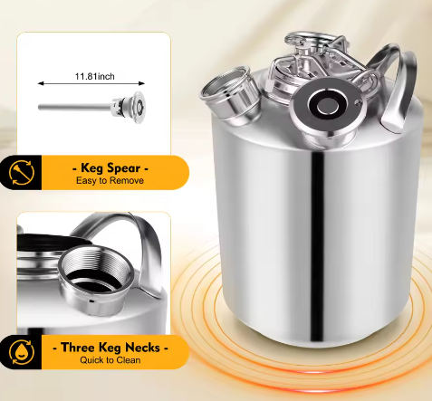 10L Bierlijn Reinigingsvat – RVS Reinigingsset met 2D-Koppeling voor Tapinstallaties