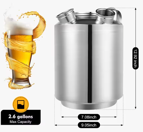 10L Bierlijn Reinigingsvat – RVS Reinigingsset met 2D-Koppeling voor Tapinstallaties