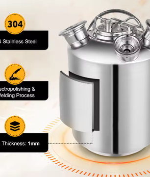 10L Bierlijn Reinigingsvat – RVS Reinigingsset met 2D-Koppeling voor Tapinstallaties