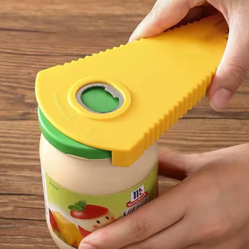 Multifunctionele Fles- en Potopener met Antislip Grip – Draaiflesdop Opener