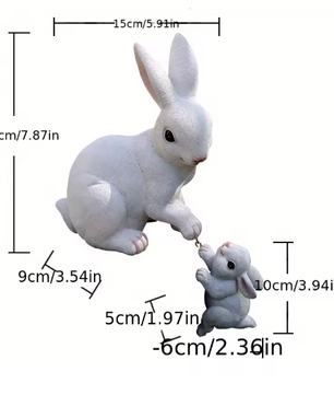 Paashaas Familiebeeld – Decoratief Lente Ornament voor Tuin en Tafel