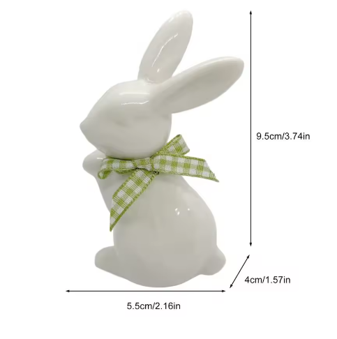 Keramisch Paashaas Beeldje – Porseleinen Konijn Decoratie voor Tafel en Interieur