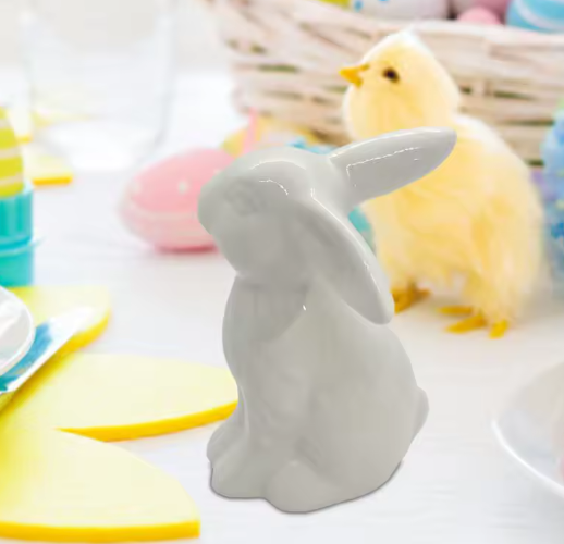 Keramisch Paashaas Beeldje – Porseleinen Konijn Decoratie voor Tafel en Interieur