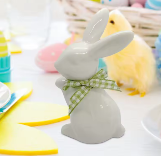 Keramisch Paashaas Beeldje – Porseleinen Konijn Decoratie voor Tafel en Interieur